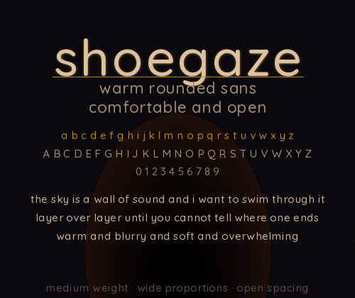 shoegaze font specimen